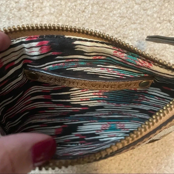 Cynthia Vincent Aztec Print Leather Clutch Purse - Picture 4 of 6